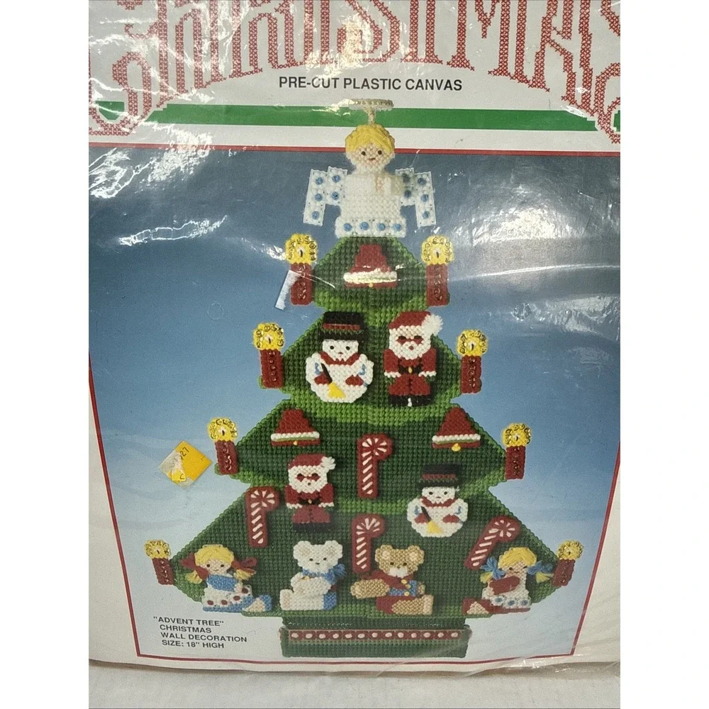 Bucilla Vintage Advent Tree Christmas Wall Decoration Pre Cut Plastic Canvas Kit